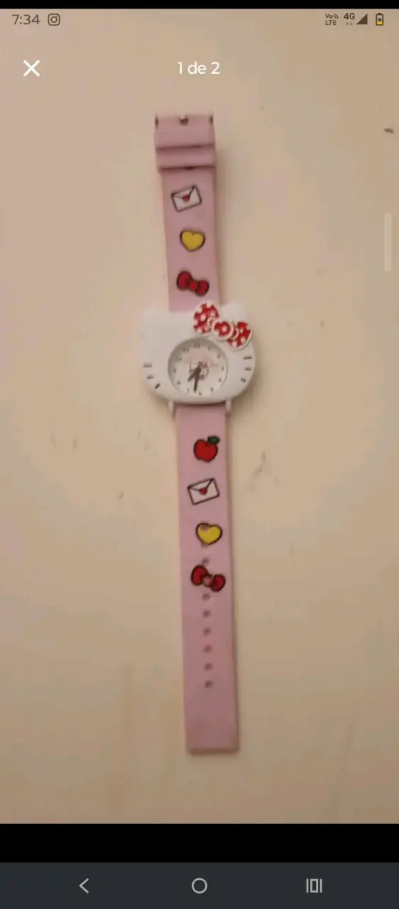Reloj infantil rosa con diseño de gatito