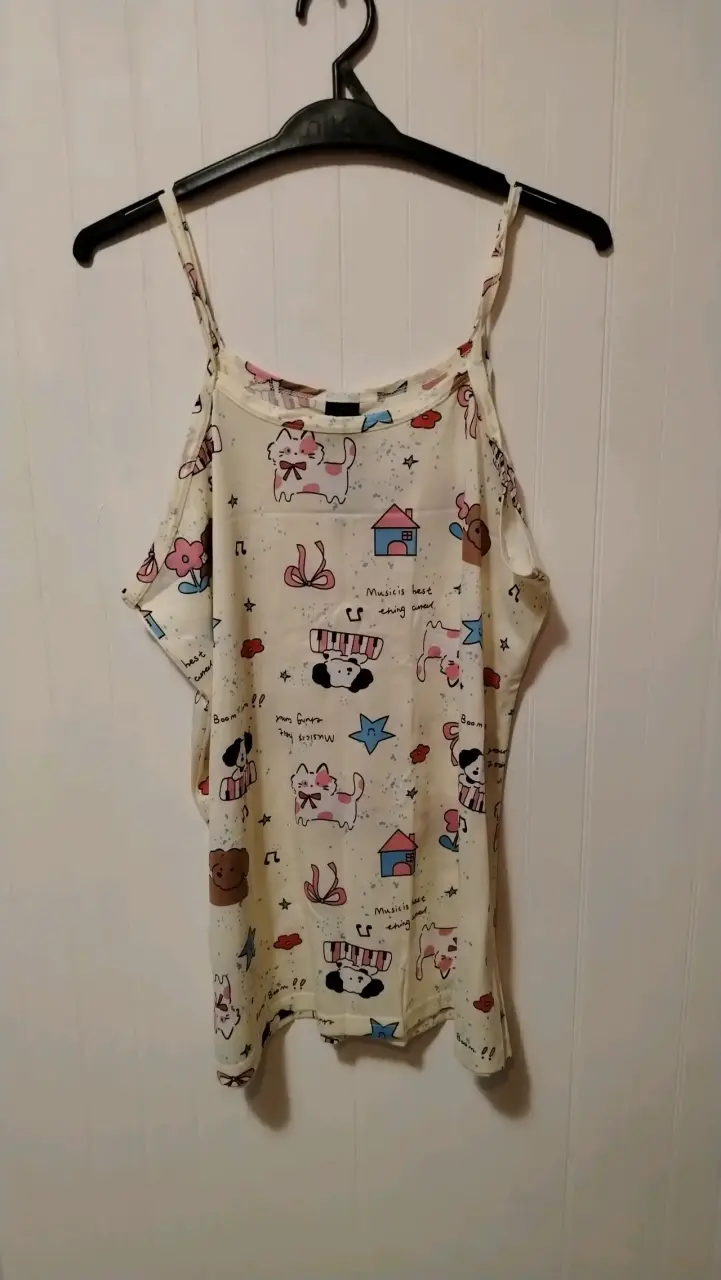 Blusa de pijama sin mangas con estampado de gatos