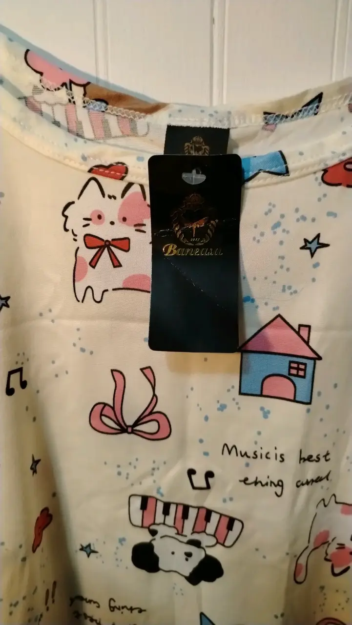 Blusa de pijama sin mangas con estampado de gatos - 2