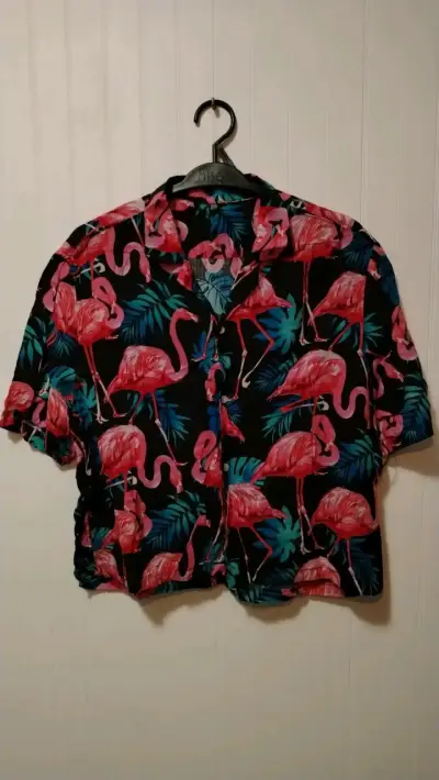 Camisa hawaiana con estampado de flamencos - miniatura 1