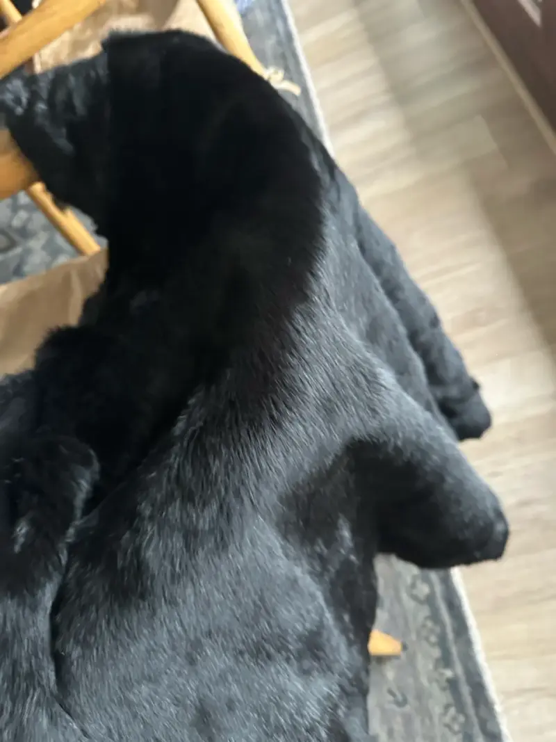 Abrigo de piel natural conejo negro nuevo sin uso - 3