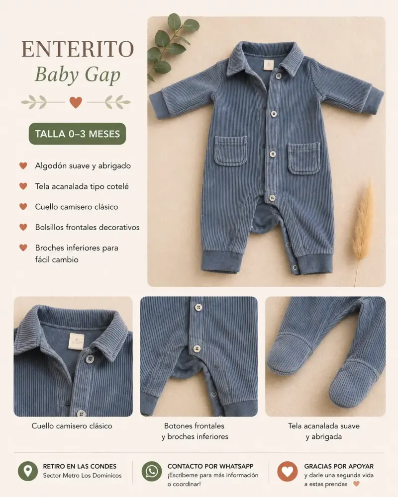 Enterito Baby Gap azul 0-3 meses