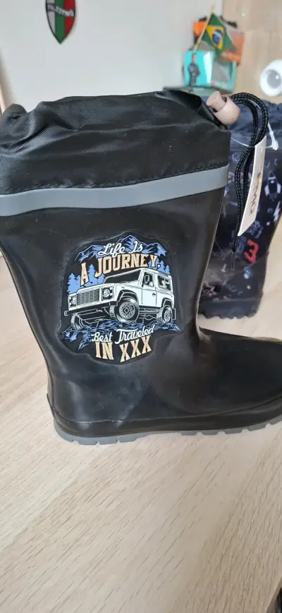Botas de lluvia negras para niños - miniatura 2