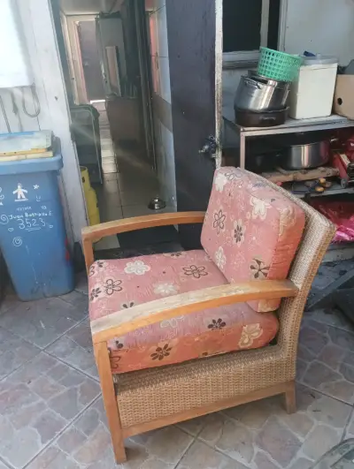 Sillón de encina .ratan - miniatura 1