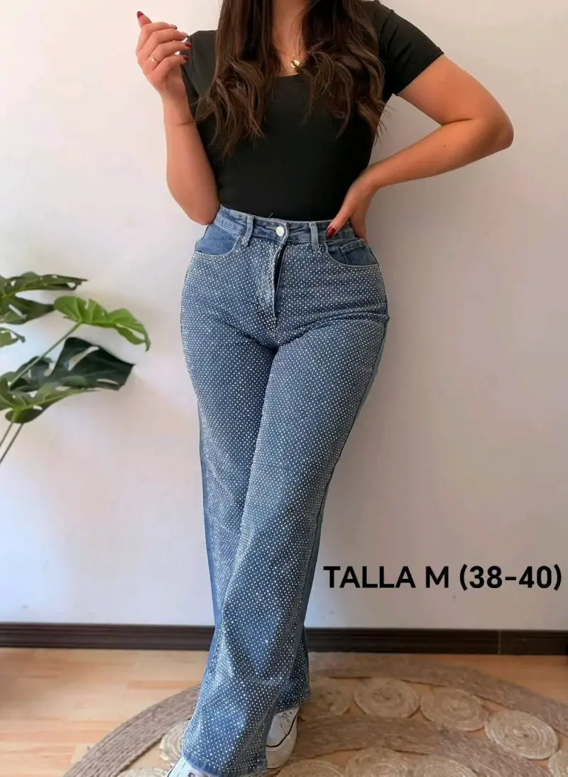 Jeans de mujer con diseño brillos talla M
