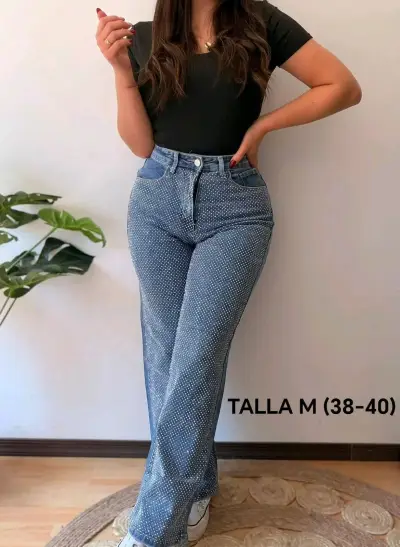 Jeans de mujer con diseño brillos talla M - miniatura 1