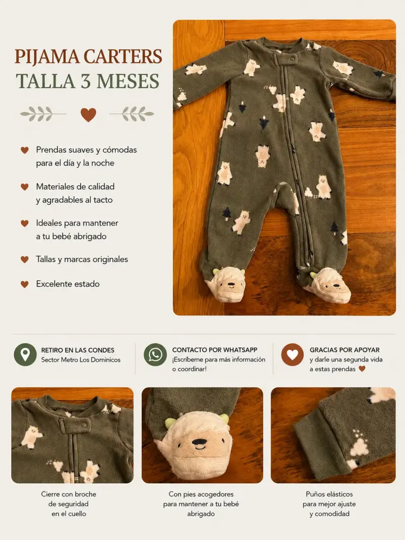 Pijama Carter's para bebé talla 3 meses