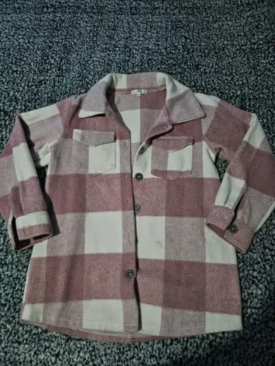 Camisa de franela a cuadros rosados para niña - miniatura 1