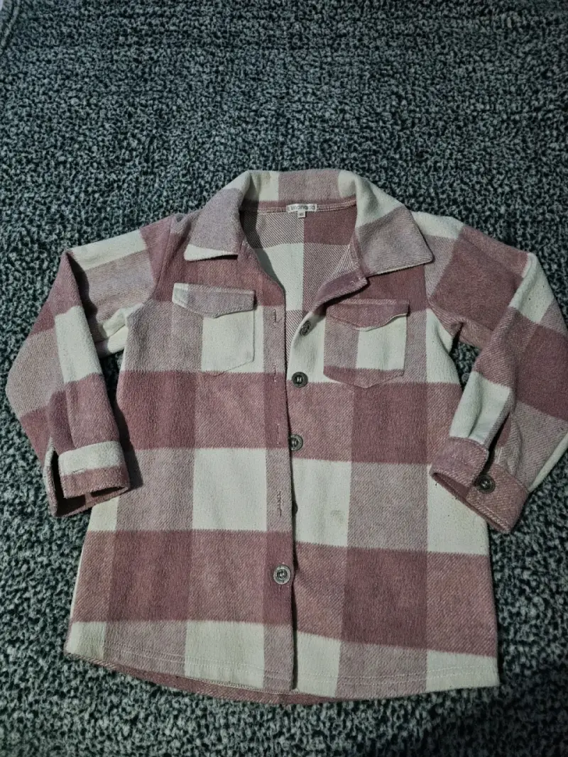 Camisa de franela a cuadros rosados para niña - 2