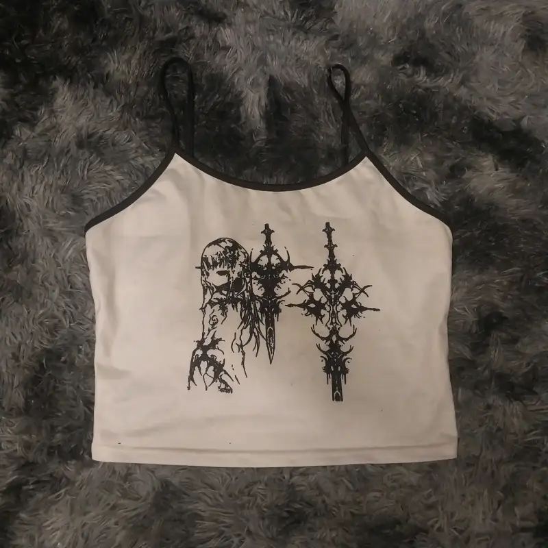 Top de tirantes blanco con diseño gráfico - 1