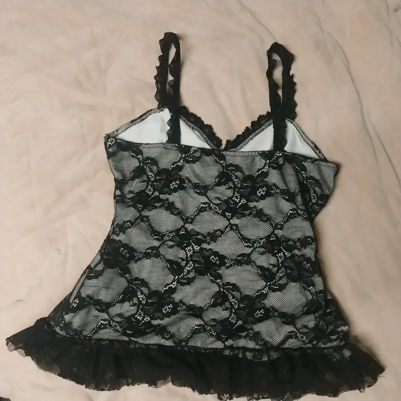 Camisón de encaje negro para mujer - 2