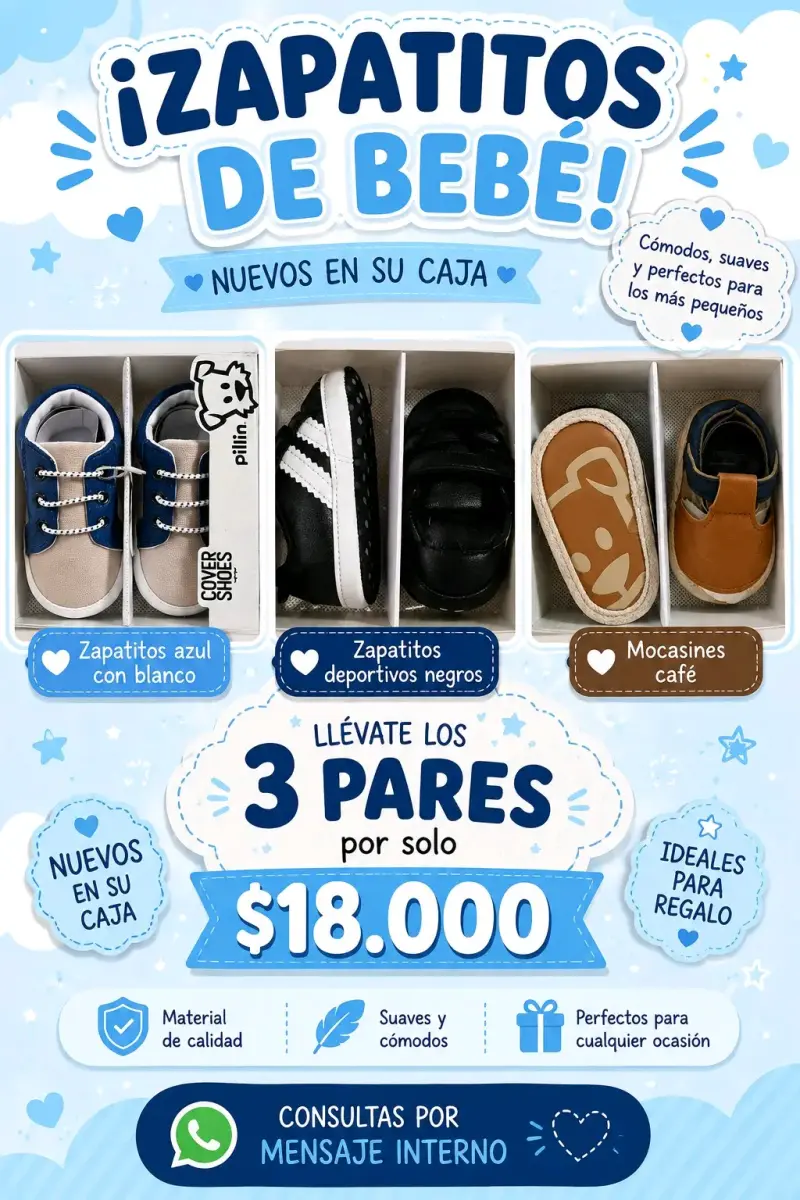 Set de 3 pares de zapatitos de bebé nuevos - 1