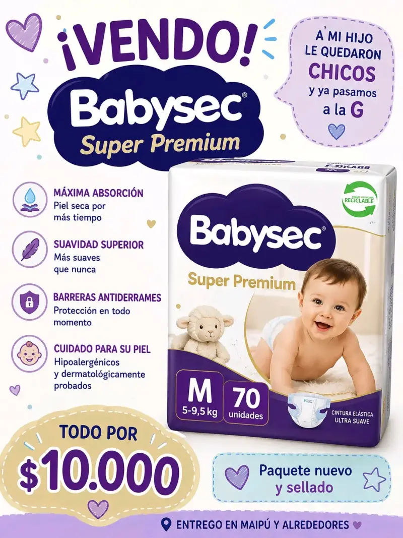 Pañales Babysec Super Premium Talla M 70 Unidades