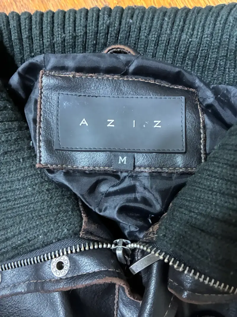 Chaqueta de cuero con cuello tejido - Talla M - 4