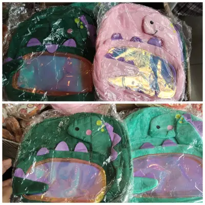 Mochila infantil dinosaurio verde y rosa - miniatura 1