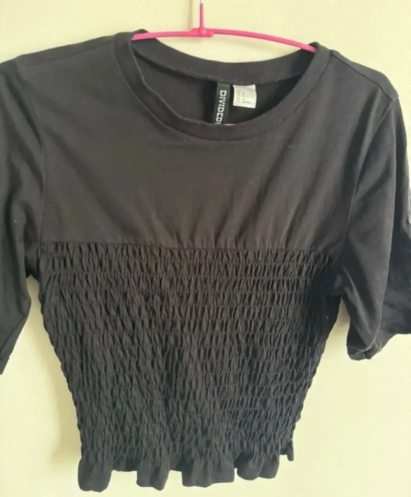 Polera negra elástica de algodón Hym - 4