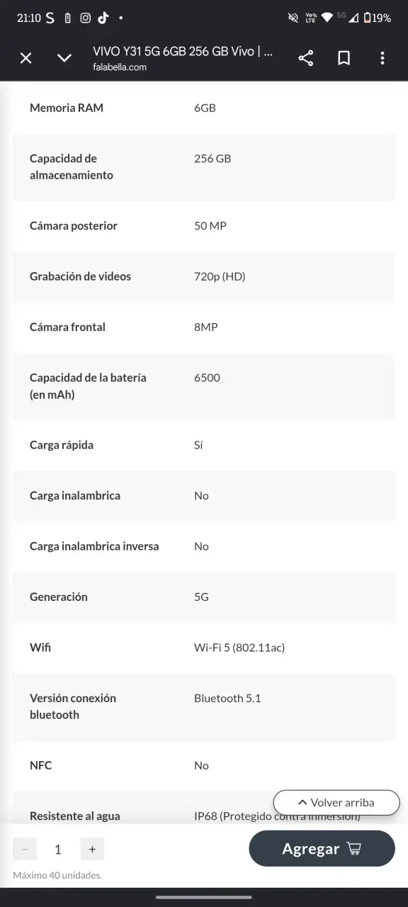 Smartphone Vivo Y31 5G 6GB 256GB Blanco - 4