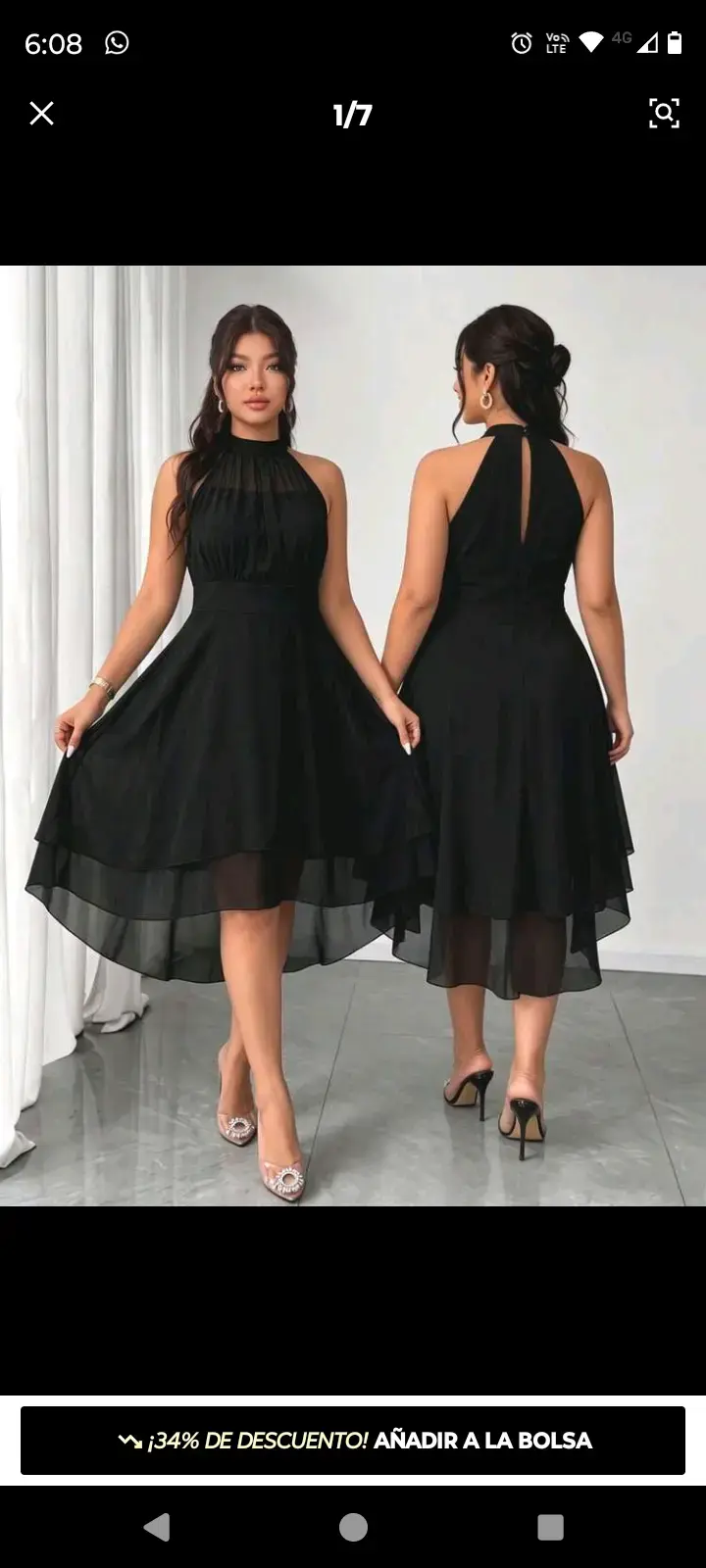 Vestido negro elegante de fiesta