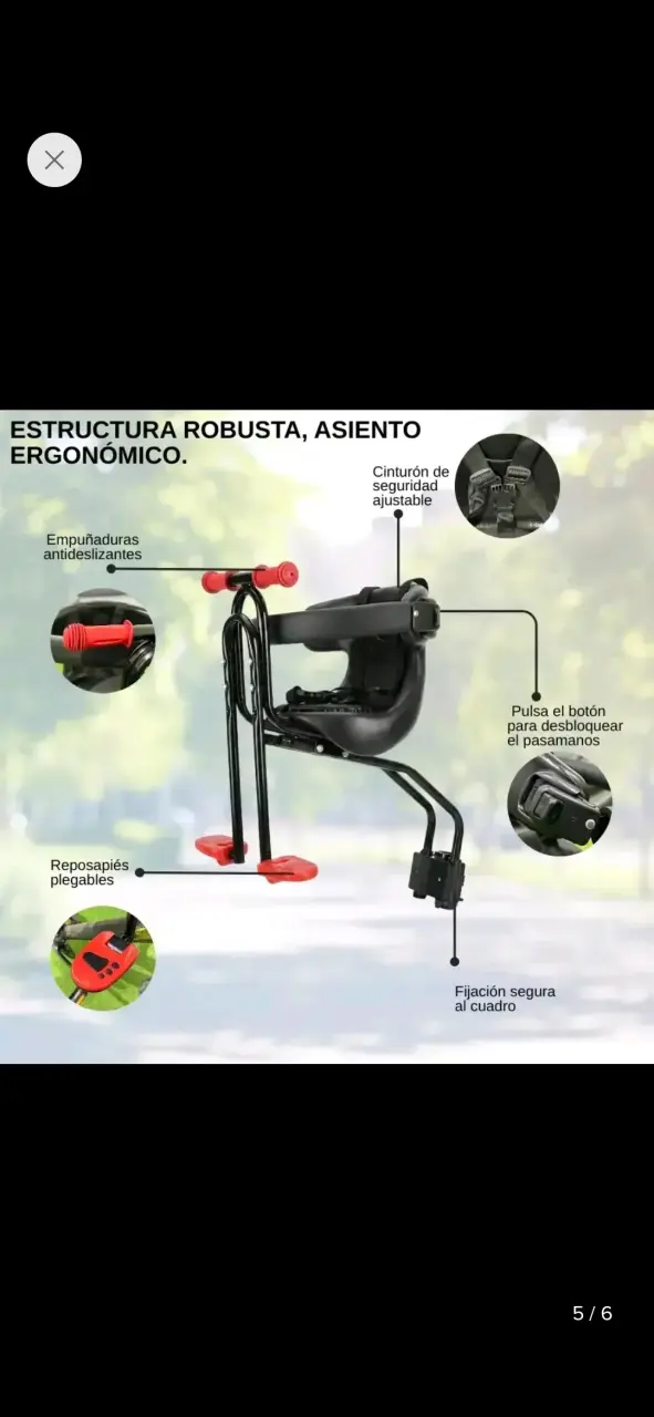 Asiento de Bicicleta para Niños Compacto y Seguro - 5