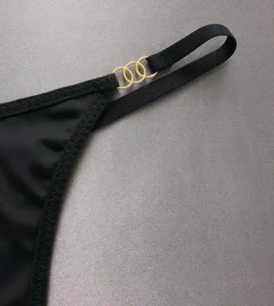 Set de 5 tangas negras, detalle metálico talla L - miniatura 2