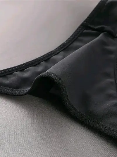 Set de 5 tangas negras, detalle metálico talla L - miniatura 4