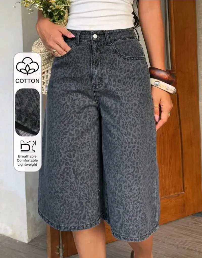 Bermudas de mezclilla con estampado animal print - 2