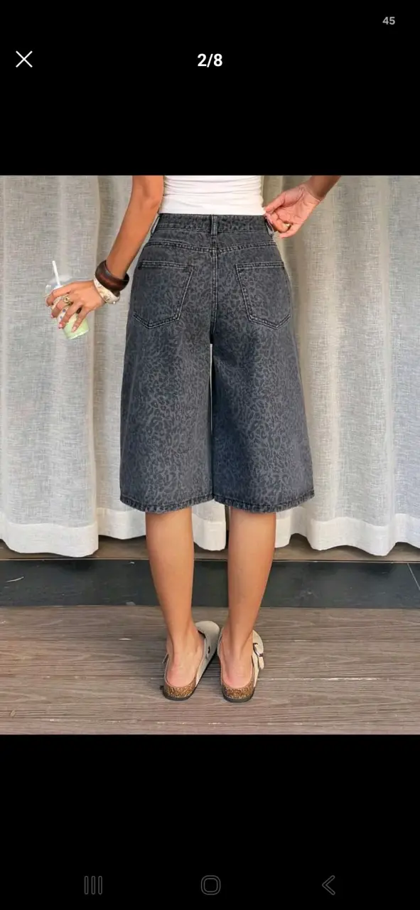 Bermudas de mezclilla con estampado animal print - 3