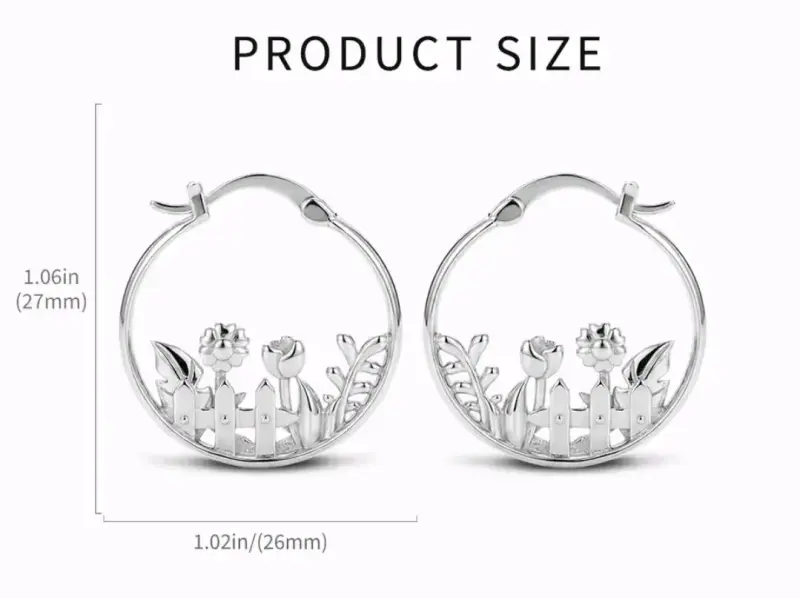 Aros de plata con diseño floral - 2