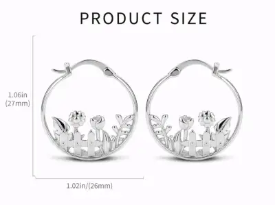 Aros de plata con diseño floral - miniatura 2