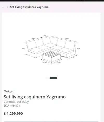 Set de Living Esquinero Yagrumo de Mimbre - miniatura 2