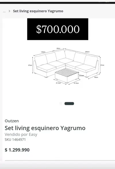 Set de Living Esquinero Yagrumo de Mimbre - miniatura 3