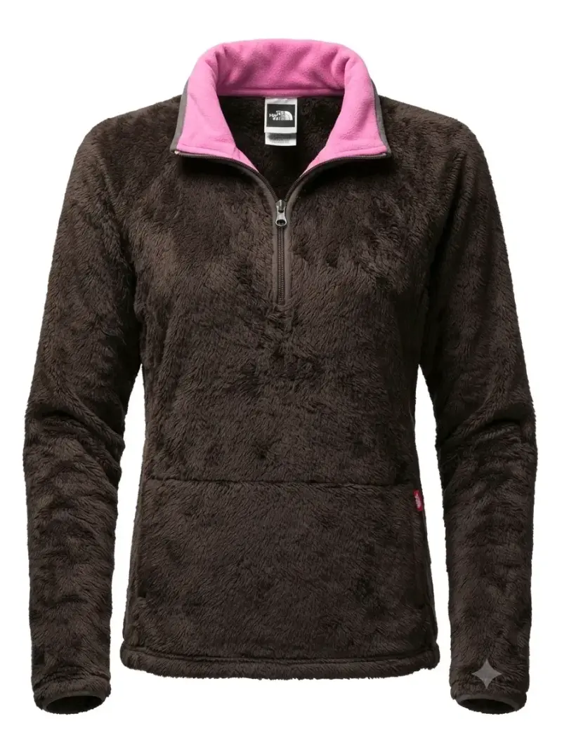 Polar de mujer The North Face marrón con cuello rosa