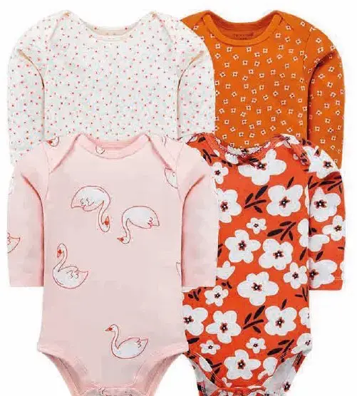 Pack de 4 bodies de bebé con estampados variados - 1