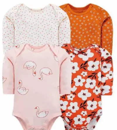 Pack de 4 bodies de bebé con estampados variados - miniatura 1