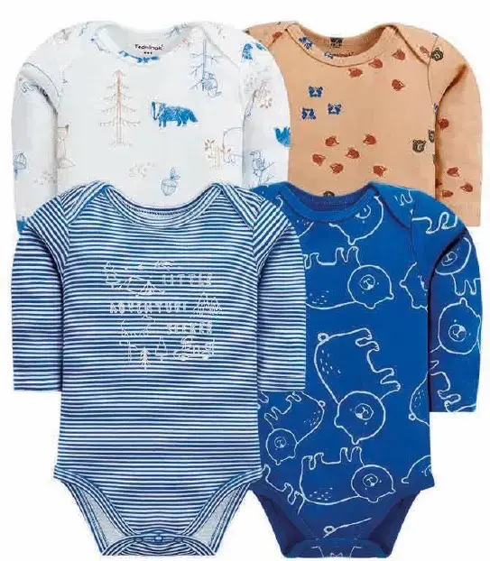 Pack de 4 bodies de bebé con estampados variados - 2
