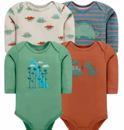 Pack de 4 bodies de bebé con estampados variados - miniatura 3