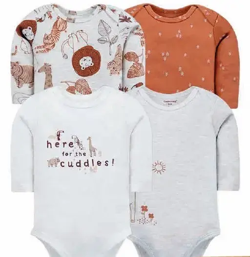 Pack de 4 bodies de bebé con estampados variados - 4