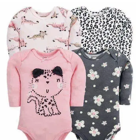 Pack de 4 bodies de bebé con estampados variados - 6