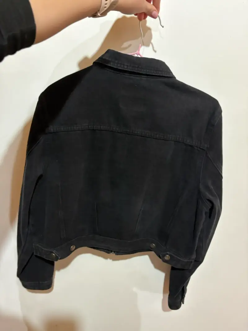 Chaqueta de mezclilla negra para mujer talla XL - 2
