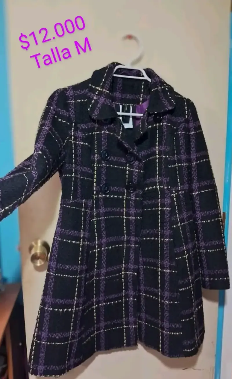 Abrigo de lana a cuadros talla M - 1
