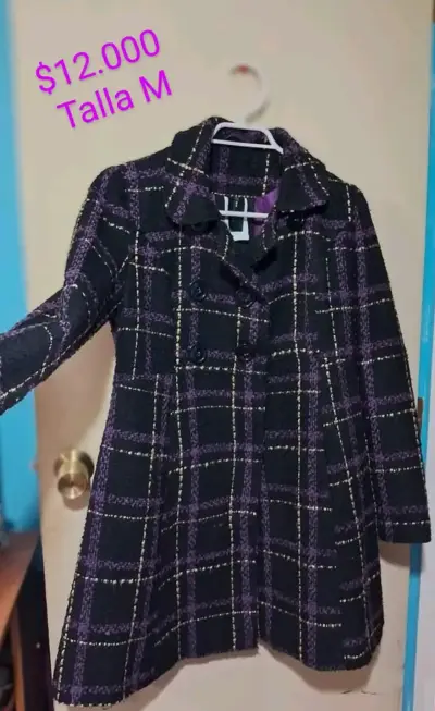 Abrigo de lana a cuadros talla M - miniatura 1