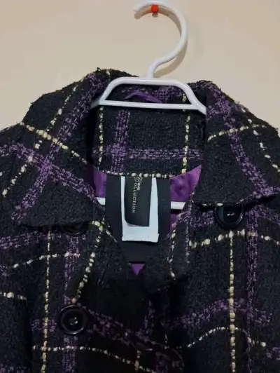 Abrigo de lana a cuadros talla M - miniatura 2