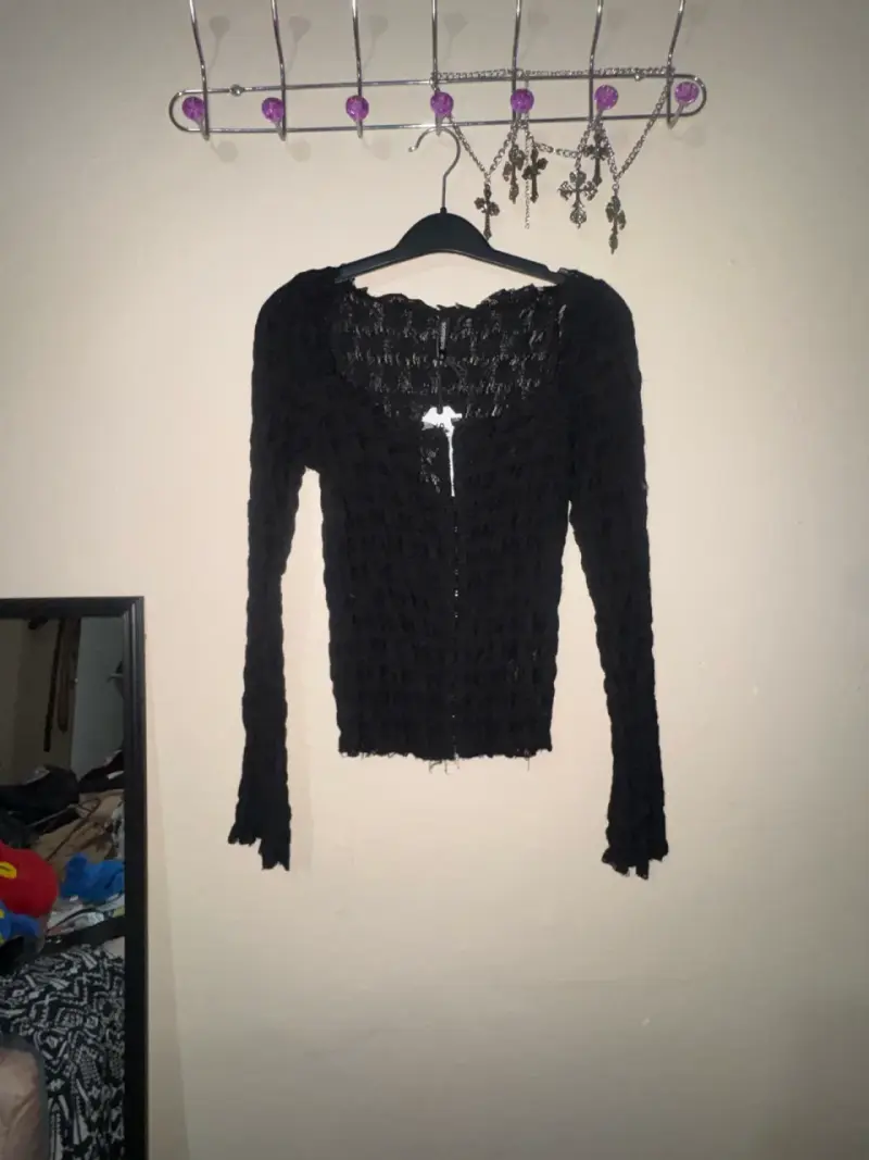 Cárdigan negro de encaje para mujer