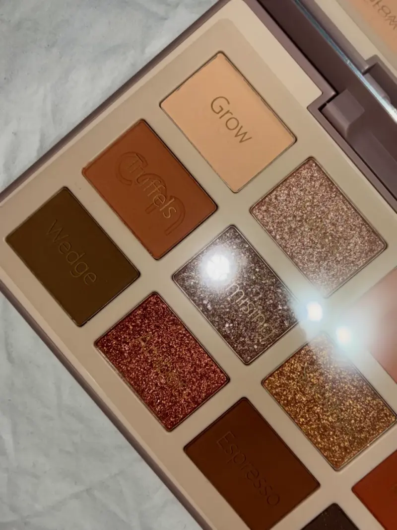 Paleta de Sombras con Tonos Neutros y Brillantes