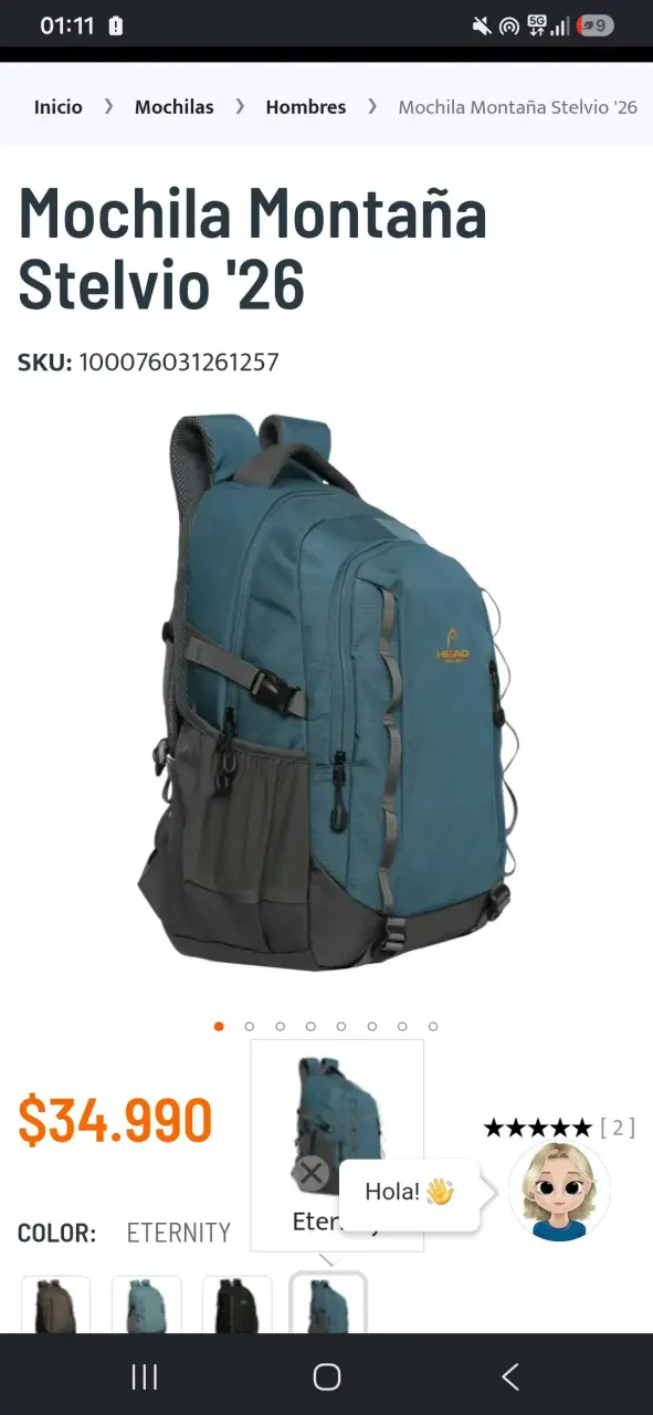 Mochila de montaña Head Stelvio '26' cor Eternity