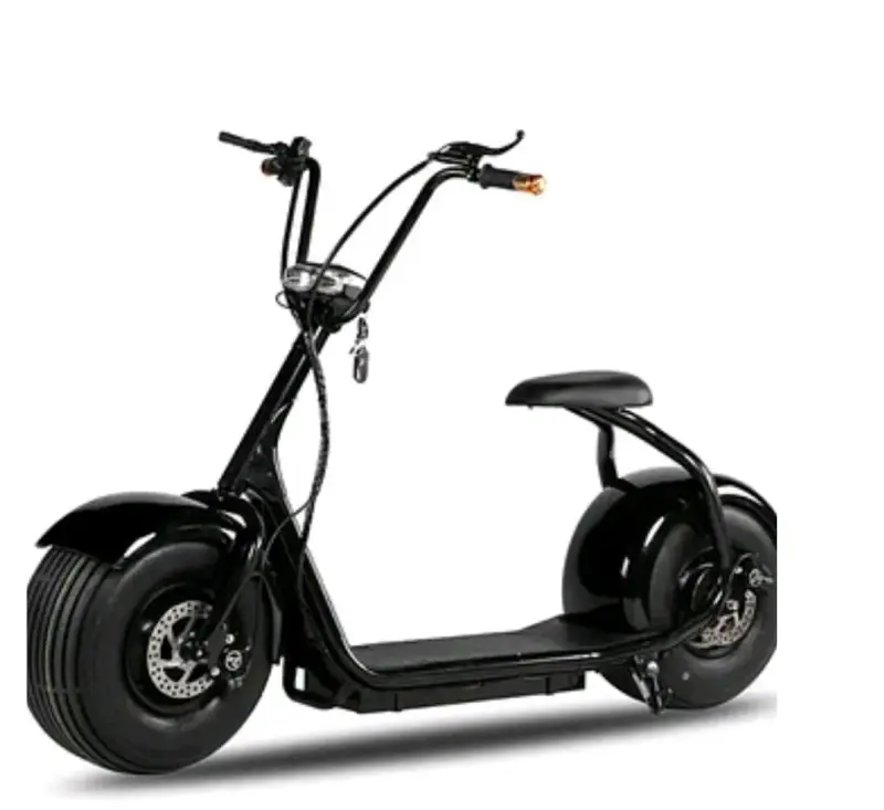 Scooter eléctrico negro con neumáticos anchos - 1