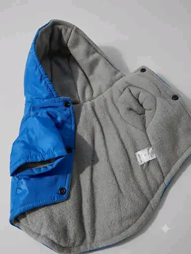 Capa impermeable azul para mascotas con capucha - 2