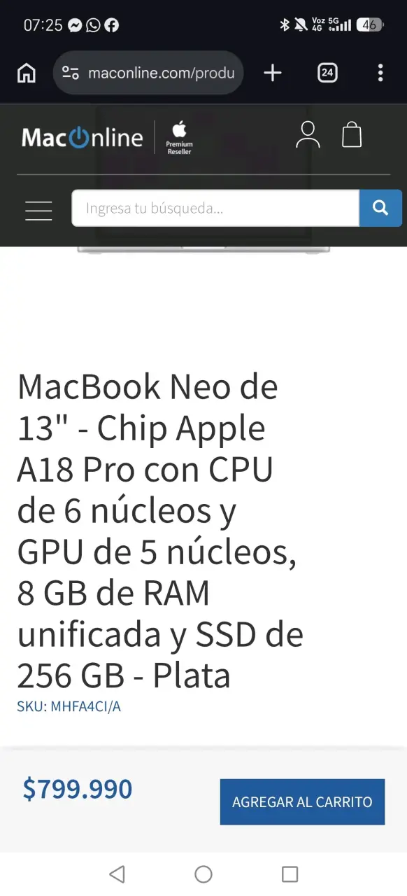 MacBook Neo A18 Pro 13” 8GB RAM + 256GB - 4