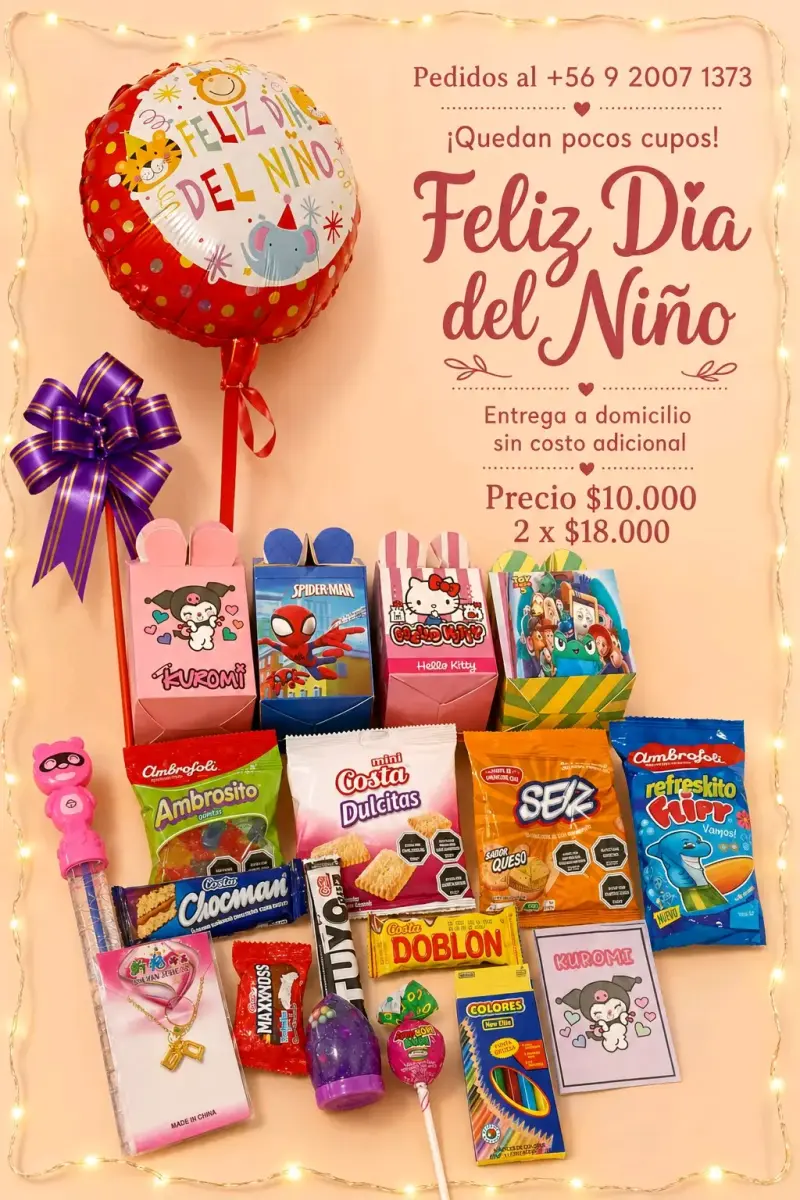 Caja de Regalo Día del Niño con Dulces y Globos