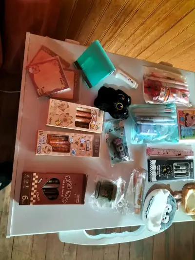Set de papelería kawaii con estuches y lápices - miniatura 3